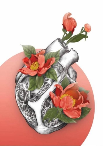 Plakat Floral heart, Biomedica