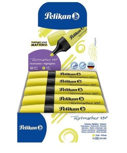 Zakreślacz 490 żółty (10szt), PELIKAN
