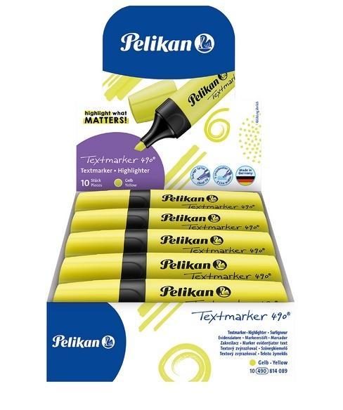 Zakreślacz 490 żółty (10szt), PELIKAN