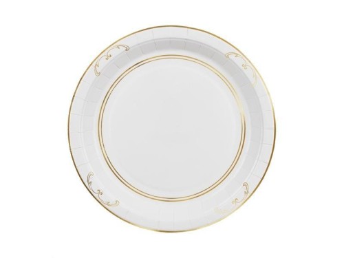 Talerzyki papierowe z ornamentem białe 23cm 6szt