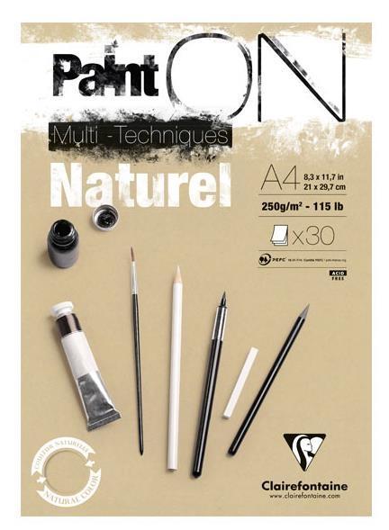 Blok Paint on natural A4/30K 250g, Clairefontaine
