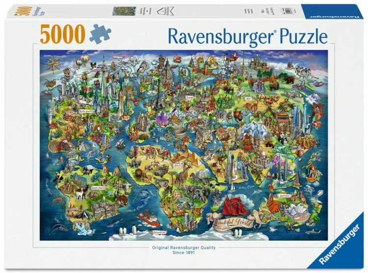 Puzzle 5000 Illustrated World Map, Ravensburger