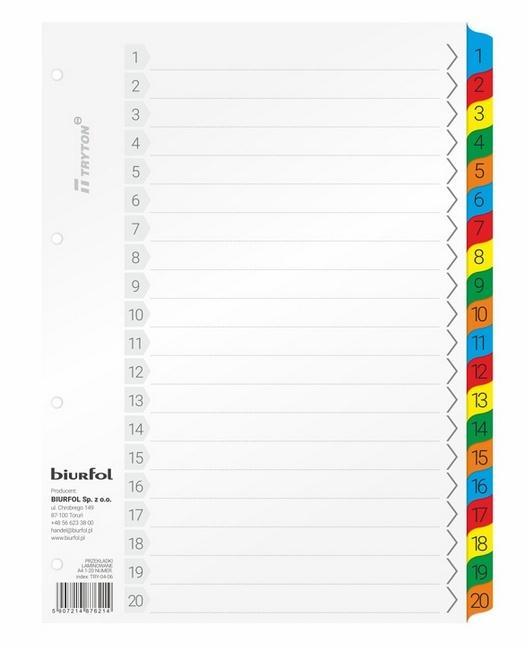 Przekładki kartonowe A4 laminowane 20-numeryczne