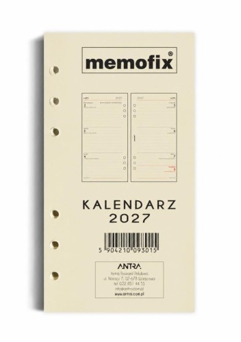 Wkład kalendarzowy 2027 Memofix B6 ST/TDW