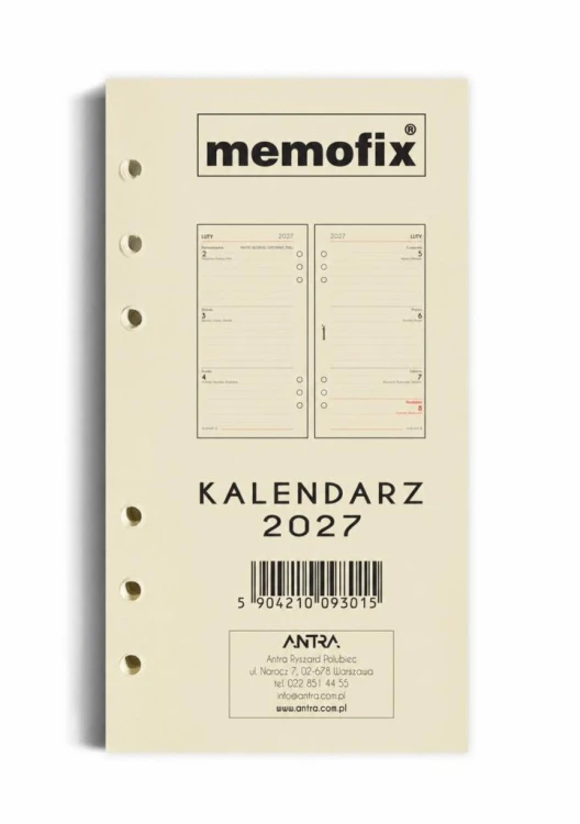 Wkład kalendarzowy 2027 Memofix B6 ST/TDW