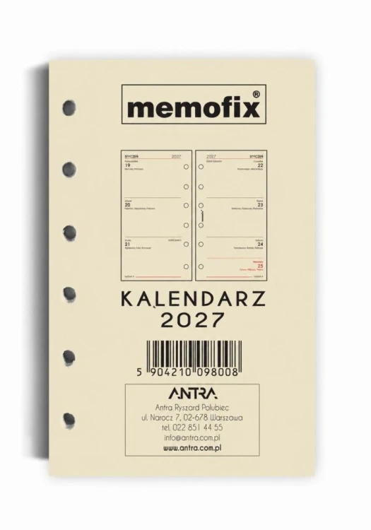 Wkład kalendarzowy 2027 Memofix A6 SK/TDW
