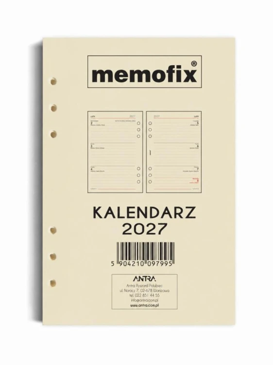 Wkład kalendarzowy 2027 Memofix A5 TDW
