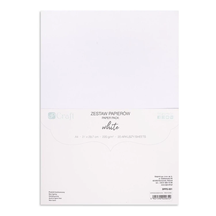 Zestaw papierów 220g biały A4 20ark, Dalprint