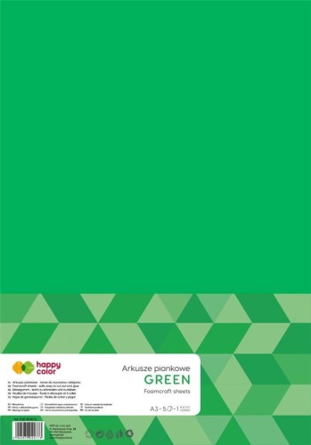Arkusze piankowe A3 5szt zielony HAPPY COLOR, GDD