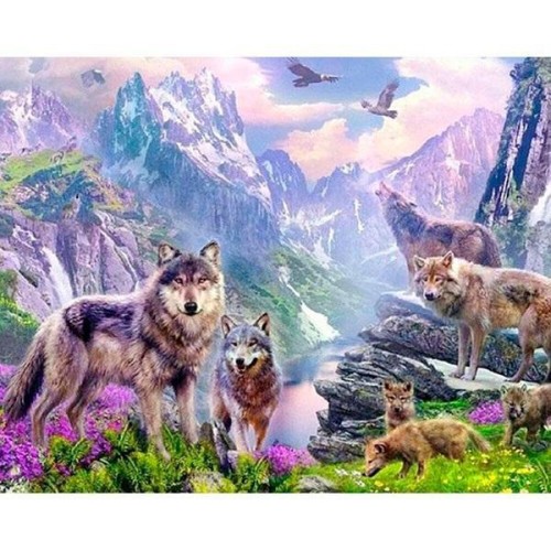 Mozaika diamentowa 5D - Wilki 40x30cm, Titanum
