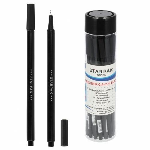 Cienkopis 0.4mm czarny tuba (20szt), STARPAK