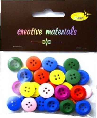 Guziki drewniane kolorowe 15mm 15g, Galeria Hobby