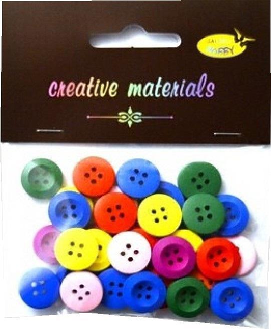 Guziki drewniane kolorowe 15mm 15g, Galeria Hobby