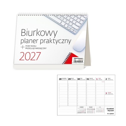 Kalendarz 2027 biurkowy tygodniowy planer