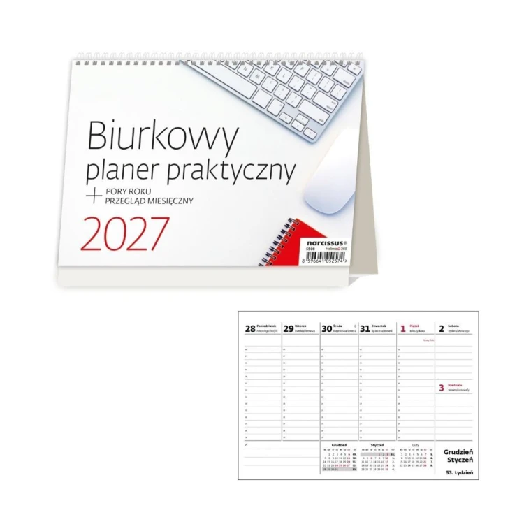 Kalendarz 2027 biurkowy tygodniowy planer