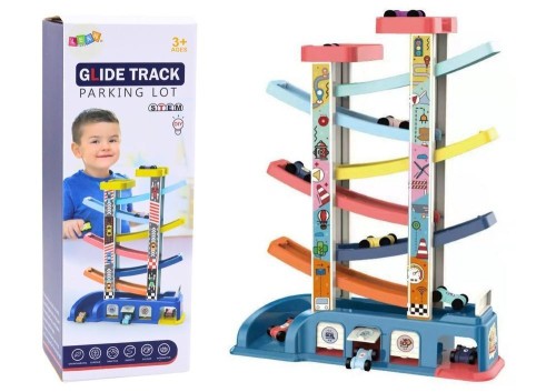 Tor zjeżdżalnia i 6 samochodzików, Leantoys