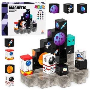 Klocki magnetyczne kostki Kosmos 3D 50el, Leantoys