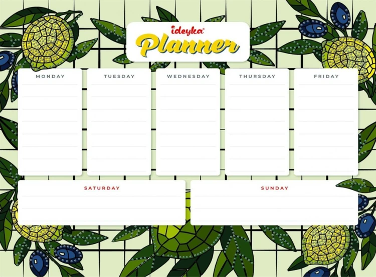 Planner magnetyczny z mozaiką diamentową Cytryny