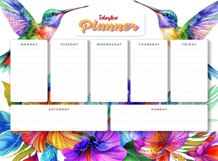 Planner magnetyczny z mozaiką diamentową Kolibry