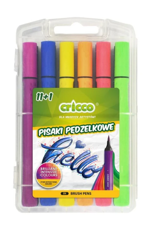 Pisaki pędzelkowe 11+1 kolorów CRICCO, Cricco