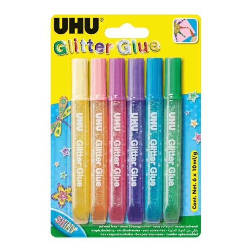 Klej brokatowy Creative Glitter 6 kolorów UHU, UHU