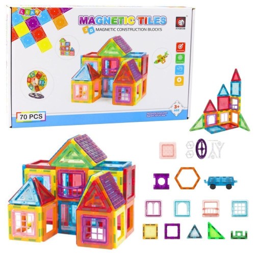 Klocki magnetyczne konstrukcyjne edukacyjne 70el