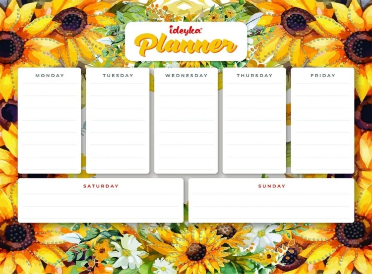 Planner magnetyczny z mozaiką diamentową Słoneczn.