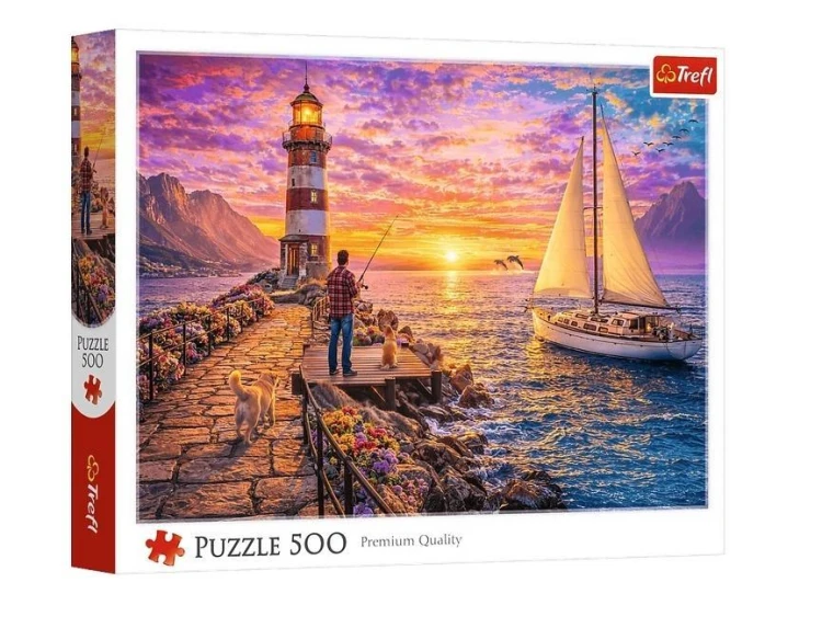 Puzzle 500 Latarnia o zachodzie słońca TREFL