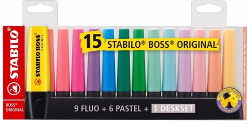 Zakreślacz Boss zestaw 15 kolorów STABILO, Maped