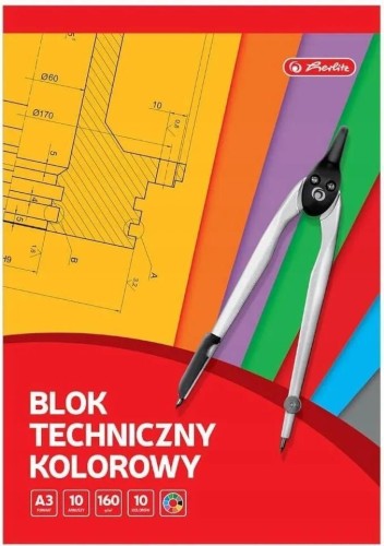 Blok techniczny A3/10K kolorowy (10szt), HERLITZ