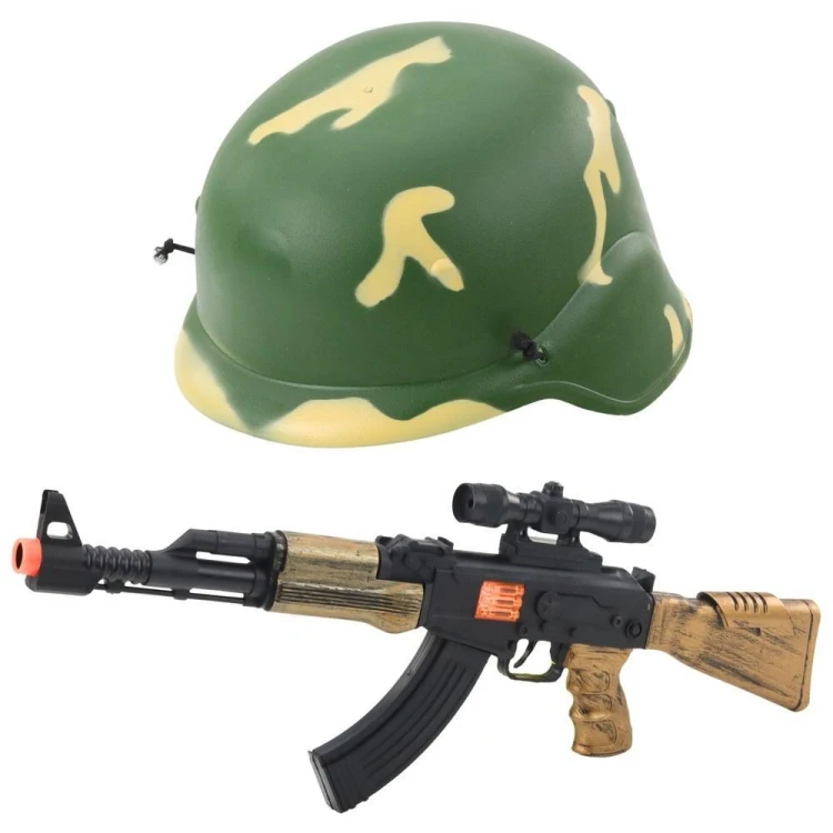 Zestaw militarny karabin + hełm, Leantoys