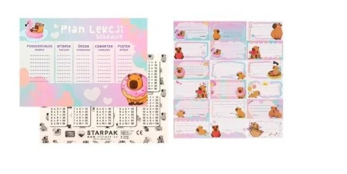 Plan lekcji + naklejki na zeszyt Kapibara, STARPAK