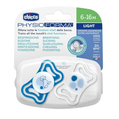 Smoczek PhysioForma Light niebieski 6-16m 2szt