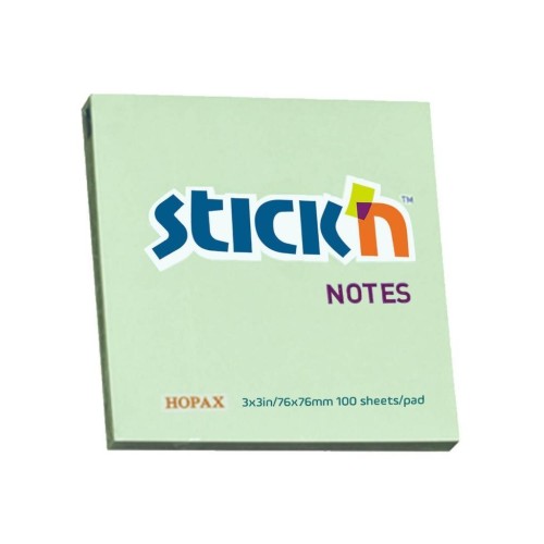 Notes samoprzylepny zielony pastel 76x76mm, Stickn