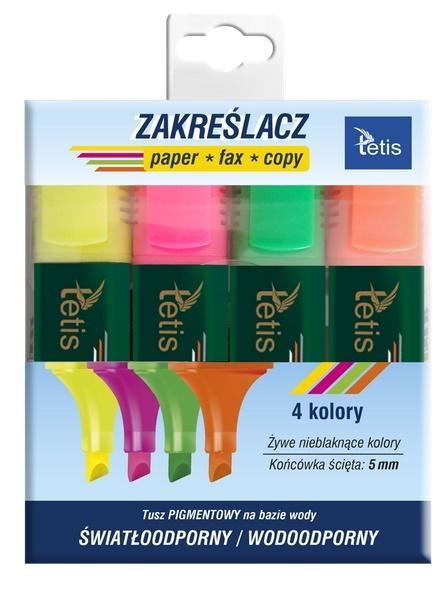 Komplet zakreślaczy 5mm 4 kol KW015-M4, Tetis