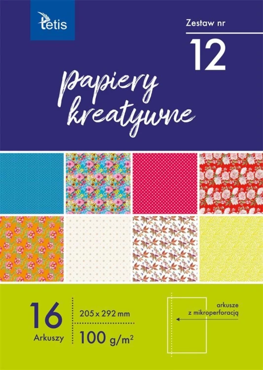 Papiery kreatywne A4/16K zestaw 11, Tetis