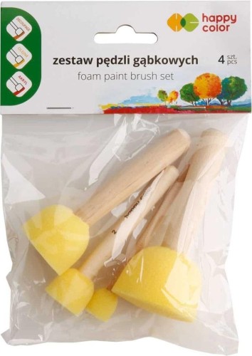 Pędzel gąbkowy okrągły 4szt. HAPPY COLOR, GDD