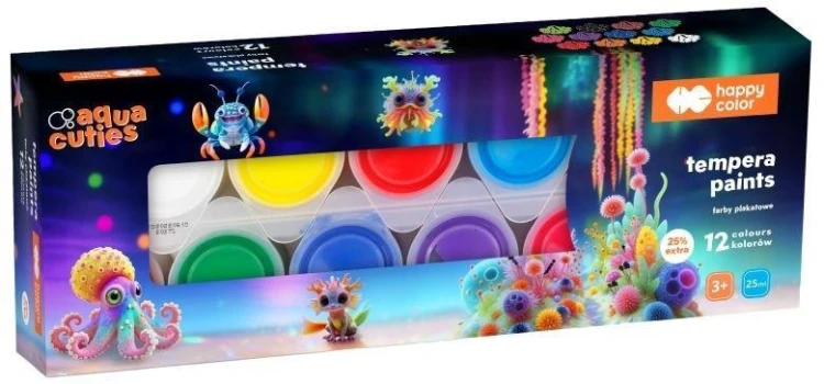 Farby plakatowe 25ml Aqua Cuties 12kol HAPPY COLOR