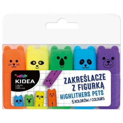 Zakreślacze z figurką 5szt. KIDEA, DERFORM