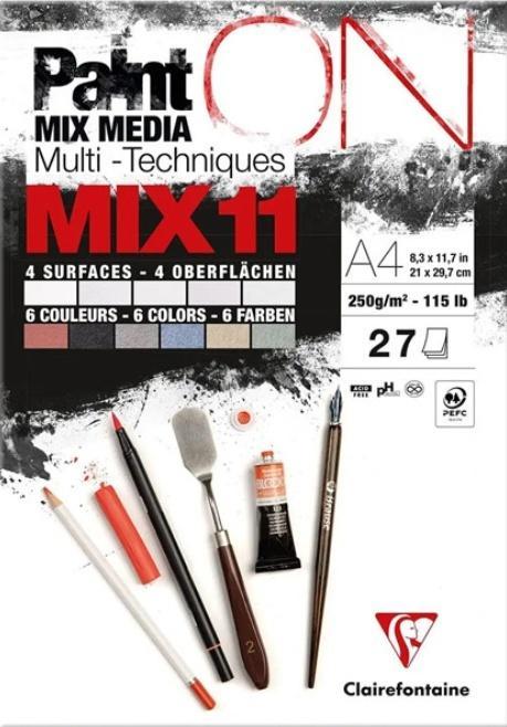 Blok A4 papierów mix11 250g 27ark, Clairefontaine