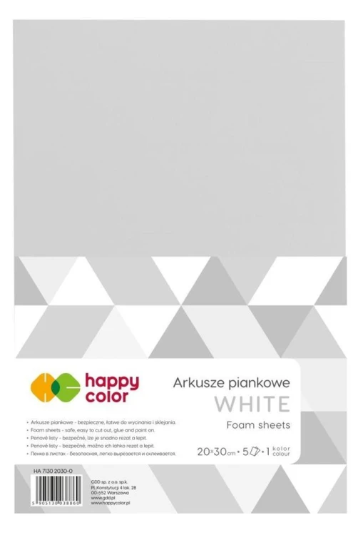 Arkusze piankowe A4 5szt białe HAPPY COLOR, GDD