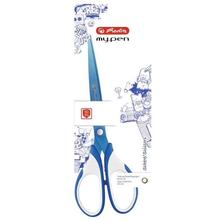 Nożyczki My.Pen 18cm niebiesko-białe, HERLITZ