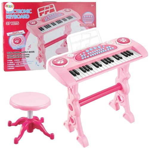 Pianinko z mikrofonem różowe, Leantoys