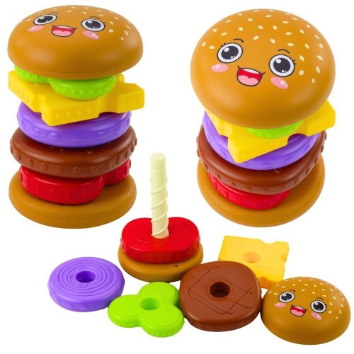 Układanka piramida hamburger 7el, Leantoys