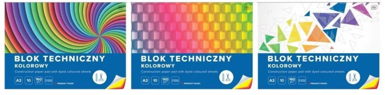 Blok techniczny kolor A3/10K (10szt), INTERDRUK