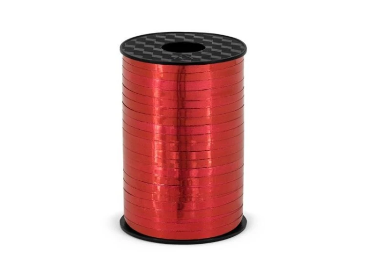 Wstążka plastikowa czerwona 5mmx225m, PartyDeco