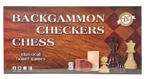 Zestaw gier 3w1 szachy, warcaby, backgammon, SWEDE
