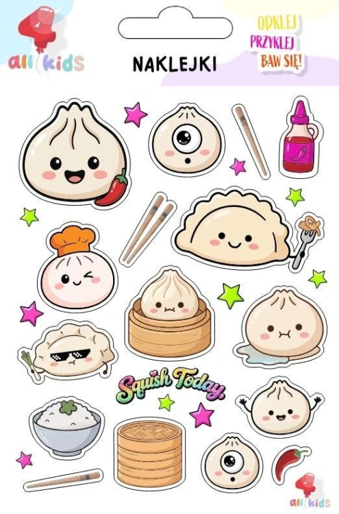 Naklejki dla dzieci squishy, dumpling, pierożek