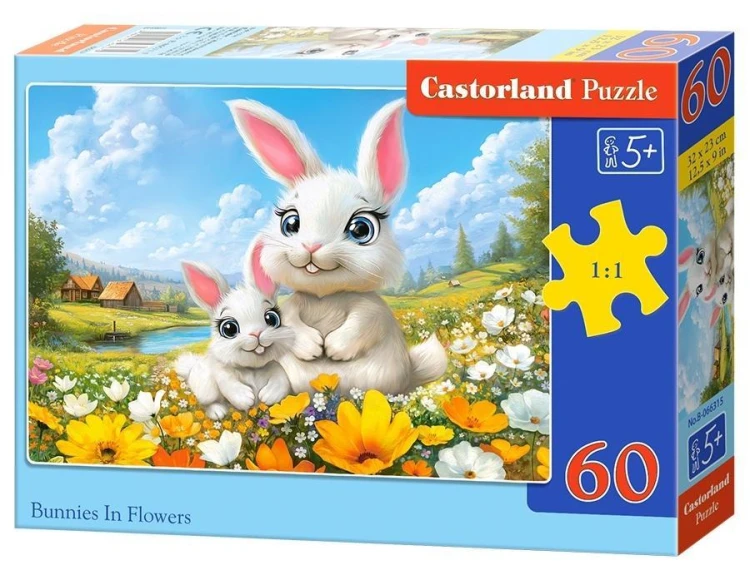 Puzzle 60 Bunnies in Flower CASTOR, Castorland