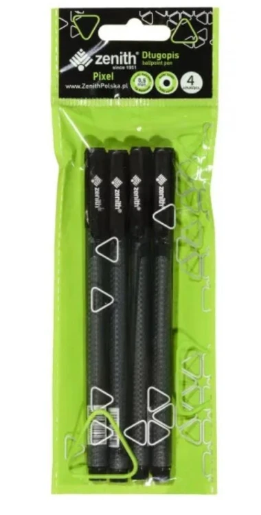 Długopis Pixel 0,5mm czarny 4szt ZENITH, ZENITH